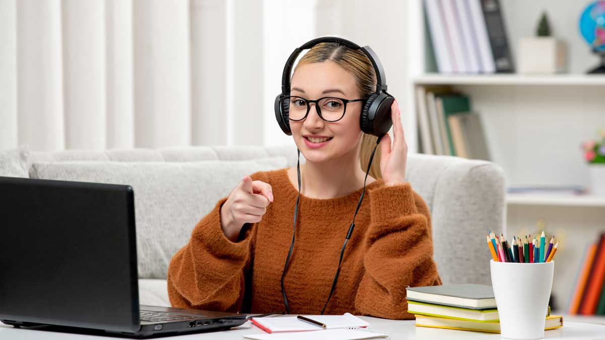 Student with headphones